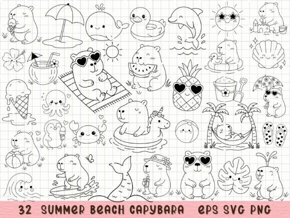 Capybara Clipart: Infusing Summer Charm with Adorable Animal SVGs