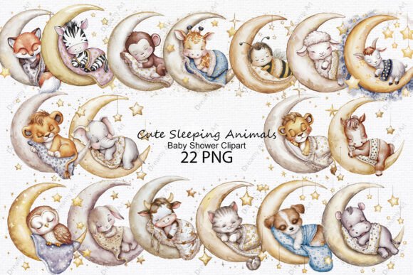 Charming Sleeping Animals for Your Baby Shower Projects