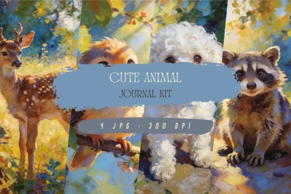 Cute Animal Journal Kit: Aesthetic Junk Journal & Wallpaper