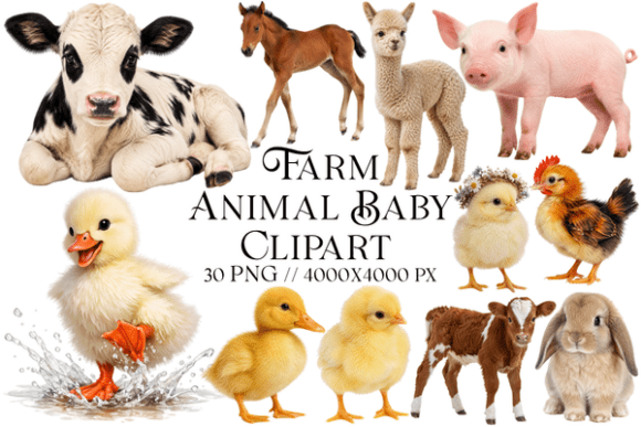 Farm Animal Baby Clipart: A Bundle for Whimsical Projects