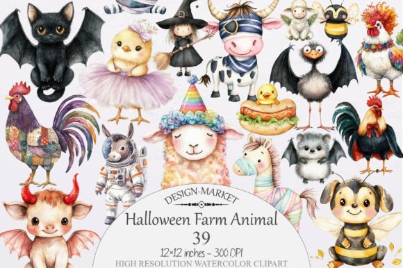 Halloween Farm Animal Clipart: Spooky Meets Pastoral