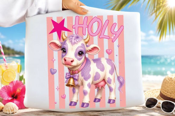 Holy Cow Adorable Farm Animal Preppy PNG