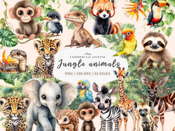 Infuse Your Brand with Whimsy: The Safari Animals Png, Cute Jungle Animal Collection