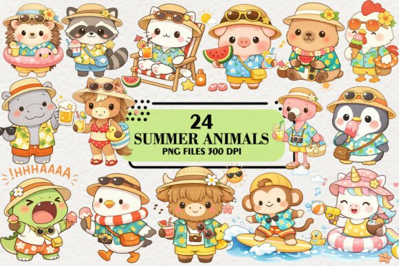 Kawaii Summer Animal Clipart Bundle: Your Design Shortcut