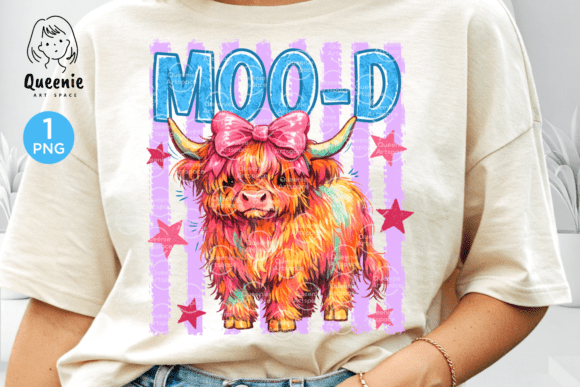 Moo-D Highland Cow Retro Summer Animal: A Girly Western Design Asset