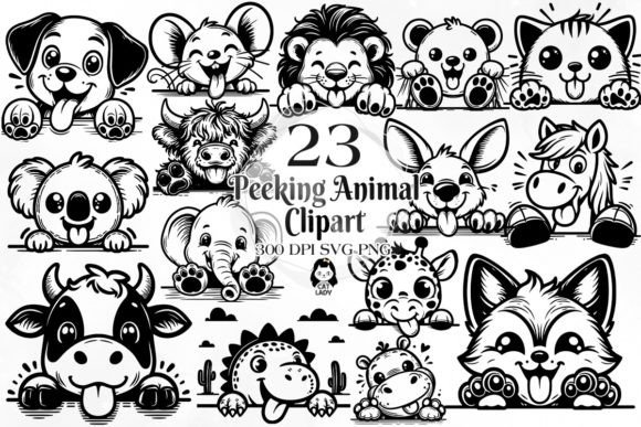 Peeking Animal SVG PNG Clipart Bundle for Creative Projects