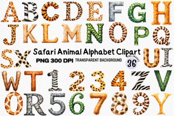 Safari Animal Alphabet Clipart Bundle: Wild Design