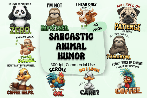 Sarcastic Animal Puns PNG Clipart: Inject Humor into Your Designs