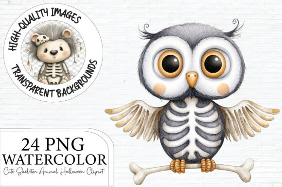 Spooky Yet Adorable: Watercolor Halloween Skeleton Animal Designs