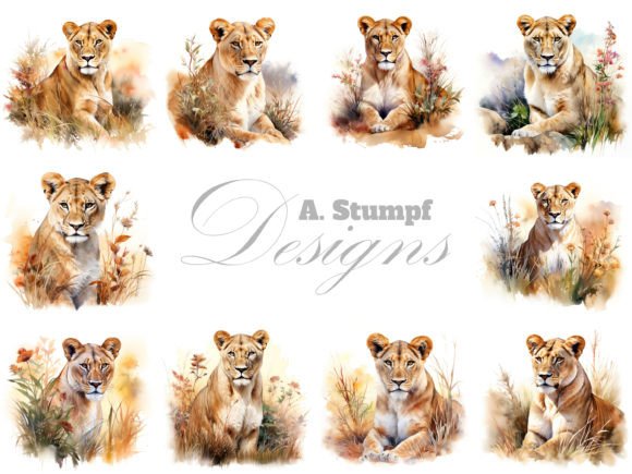 Unleash the Spirit of the Wild with Lioness Watercolor Clipart