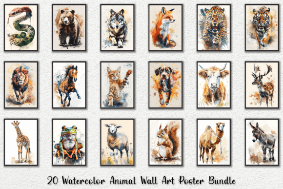 Watercolor Animal Wall Art Poster Bundle: Instant Elegance