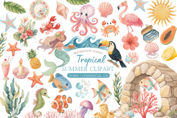 Watercolor Ocean Animal Clipart: Dive Into Creative Design