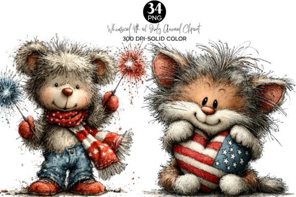 Whimsical 4th of July Animal Clipart: A Festive Design Solution