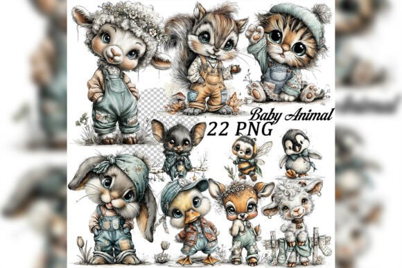 Whimsical Baby Animal Clipart: A Watercolor Touch for Every Project