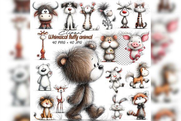 Whimsical Fluffy Animal Clipart: A Cozy Storybook World