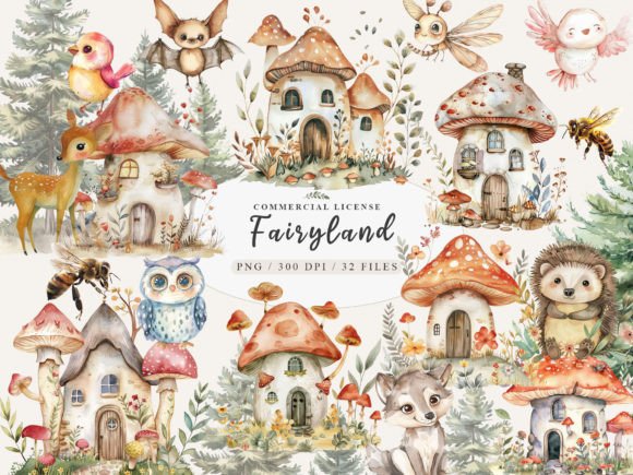 Woodland Baby Animal & Mushroom Clipart: A Whimsical Collection