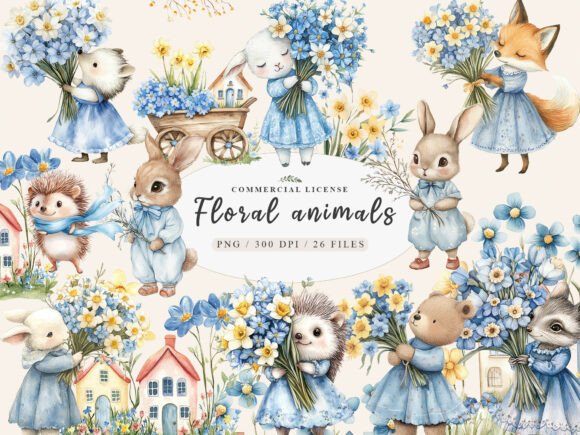 Woodland Spring Floral Cute Animal Png: A Designer's Asset